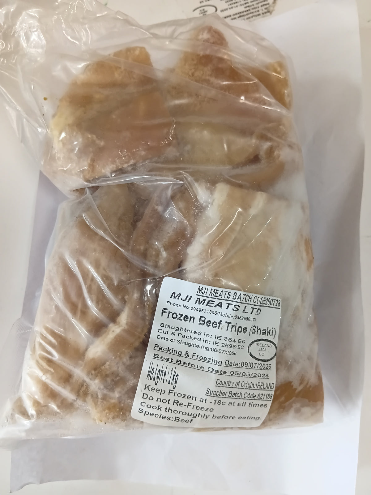 FROZEN BEEF TRIPE ( SHAKI )
